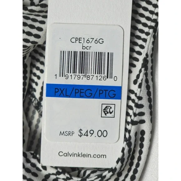 Calvin Klein Top Womens PXL Black White Geometric Sleeveless Keyhole Blouse NWT - Picture 9 of 10
